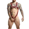 MOB Eroticwear Harnais Cross Cockring Dngeon Noir-Rouge